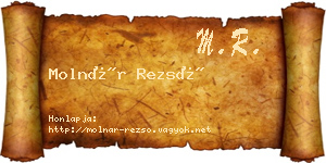 Molnár Rezső névjegykártya
